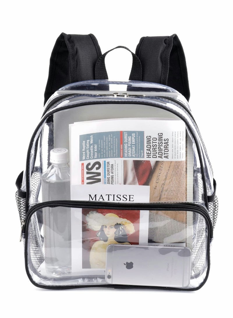 Clear Backpack, Clear Mini Backpack Stadium Approved, Waterproof Transparent Backpack for School Work Travel and Work  Sport Event - Image 1